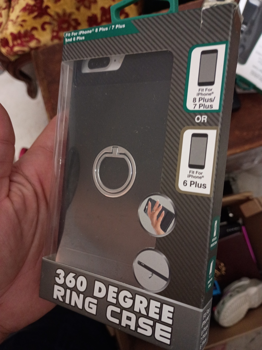 Target Black 360 Degree Ring Phone Case with Silver Ring